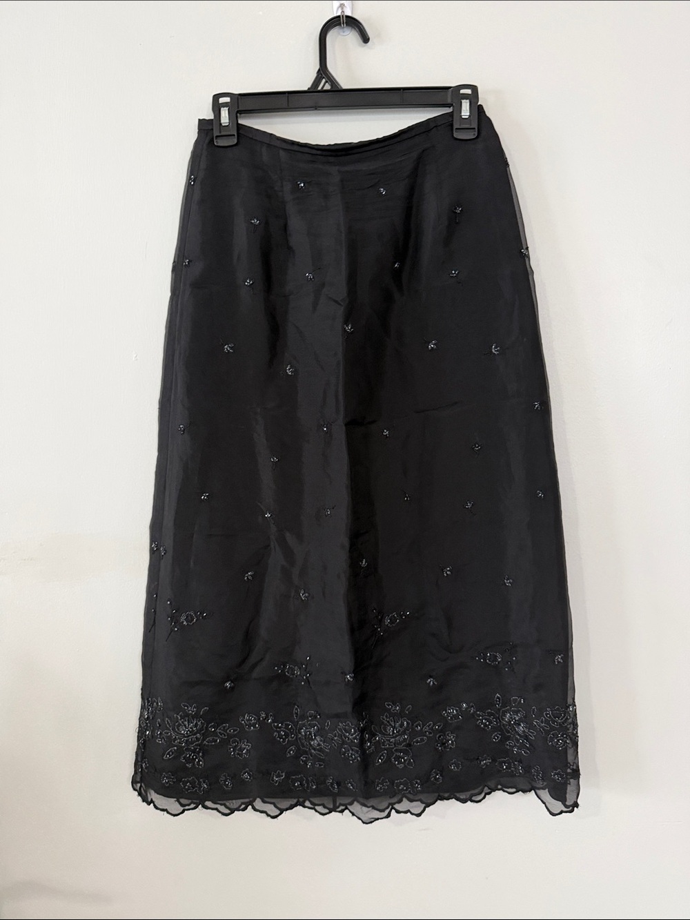 Ann Taylor Black Beaded Midi Skirt